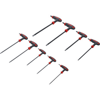 Tournevis avec poignée en T - Profil en T (pour Torx) avec perçage frontal - T10 - T50 - 9 pièces