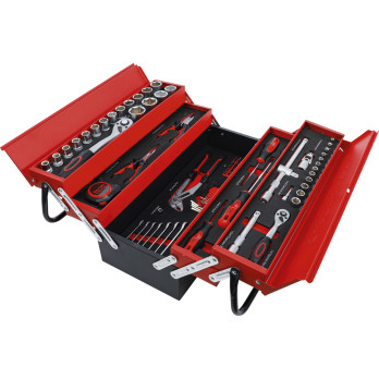 Caisse à outils métallique avec assortiment d’outils - 86 pièces