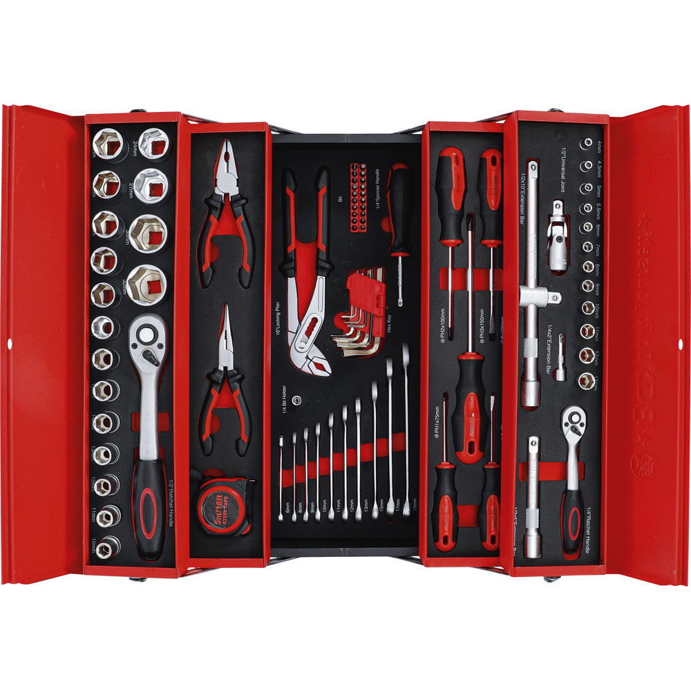 Caisse à outils métallique avec assortiment d’outils - 86 pièces