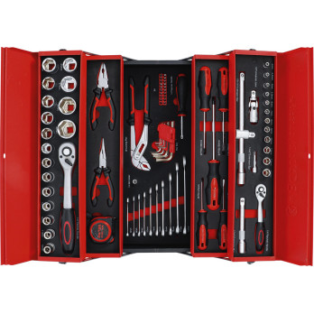 Caisse à outils métallique avec assortiment d’outils - 86 pièces