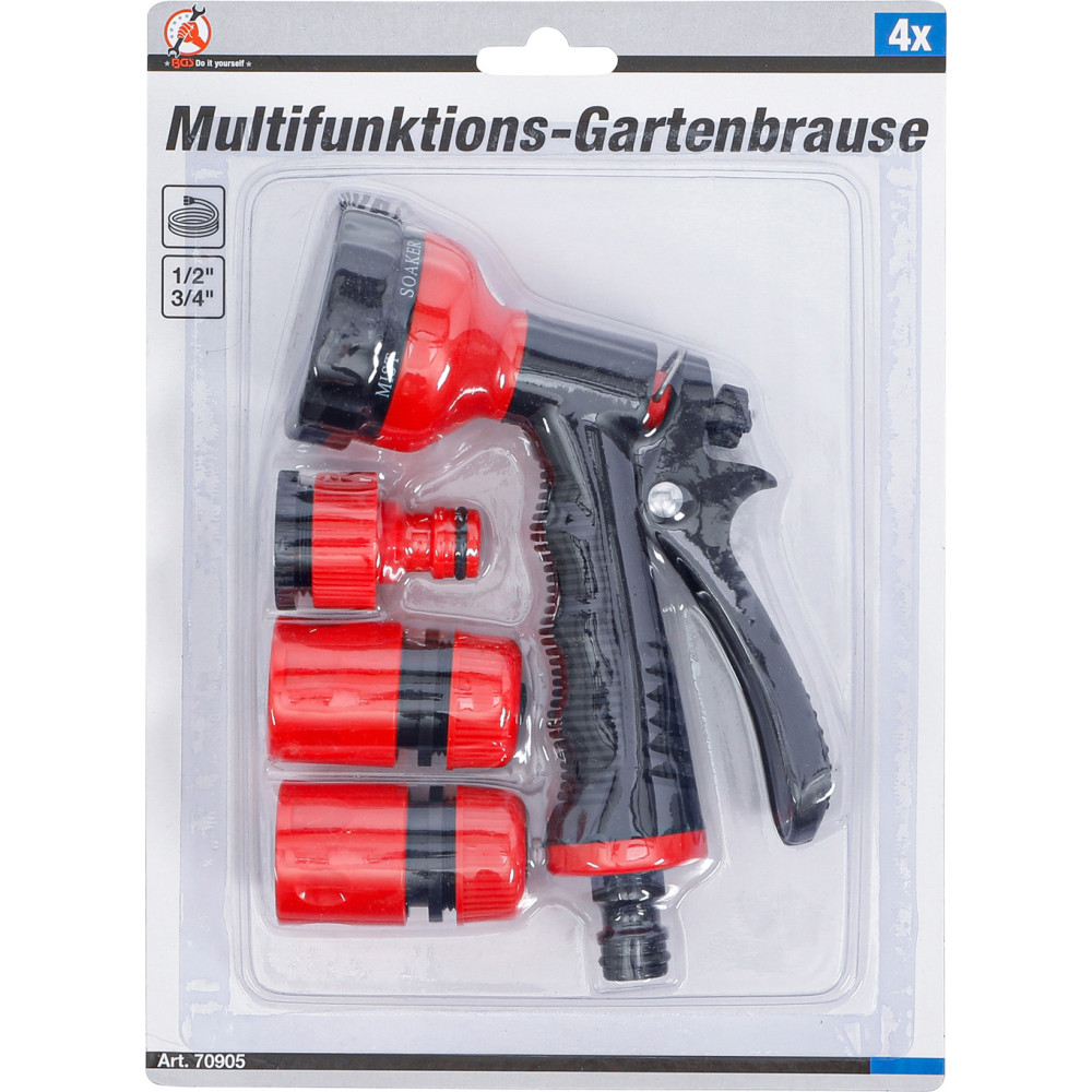 Pistolet d’arrosage multifonctionnel - avec accessoires - 4 pièces