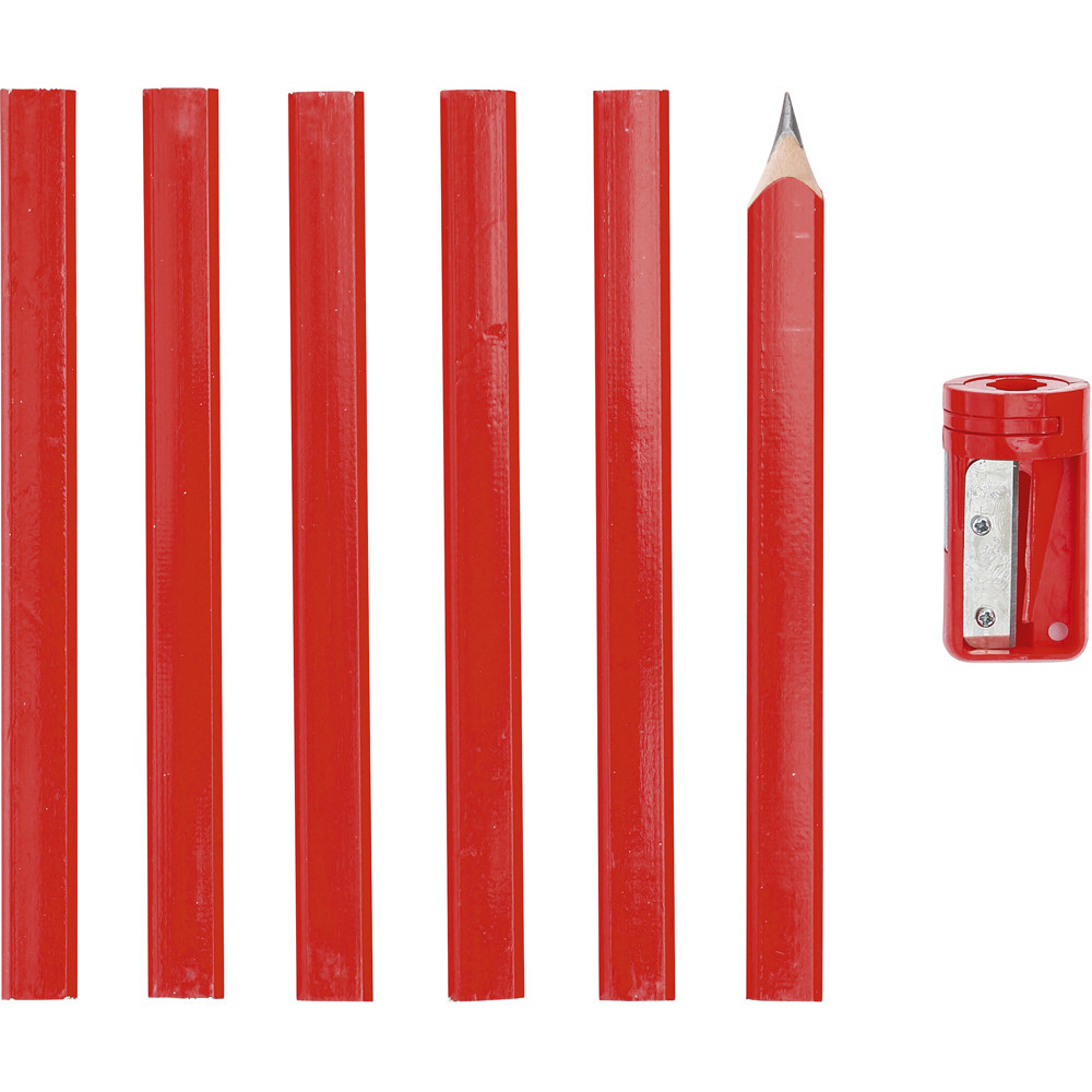 Crayons de menuisier - 175 mm - avec taille-crayon - 7 pièces