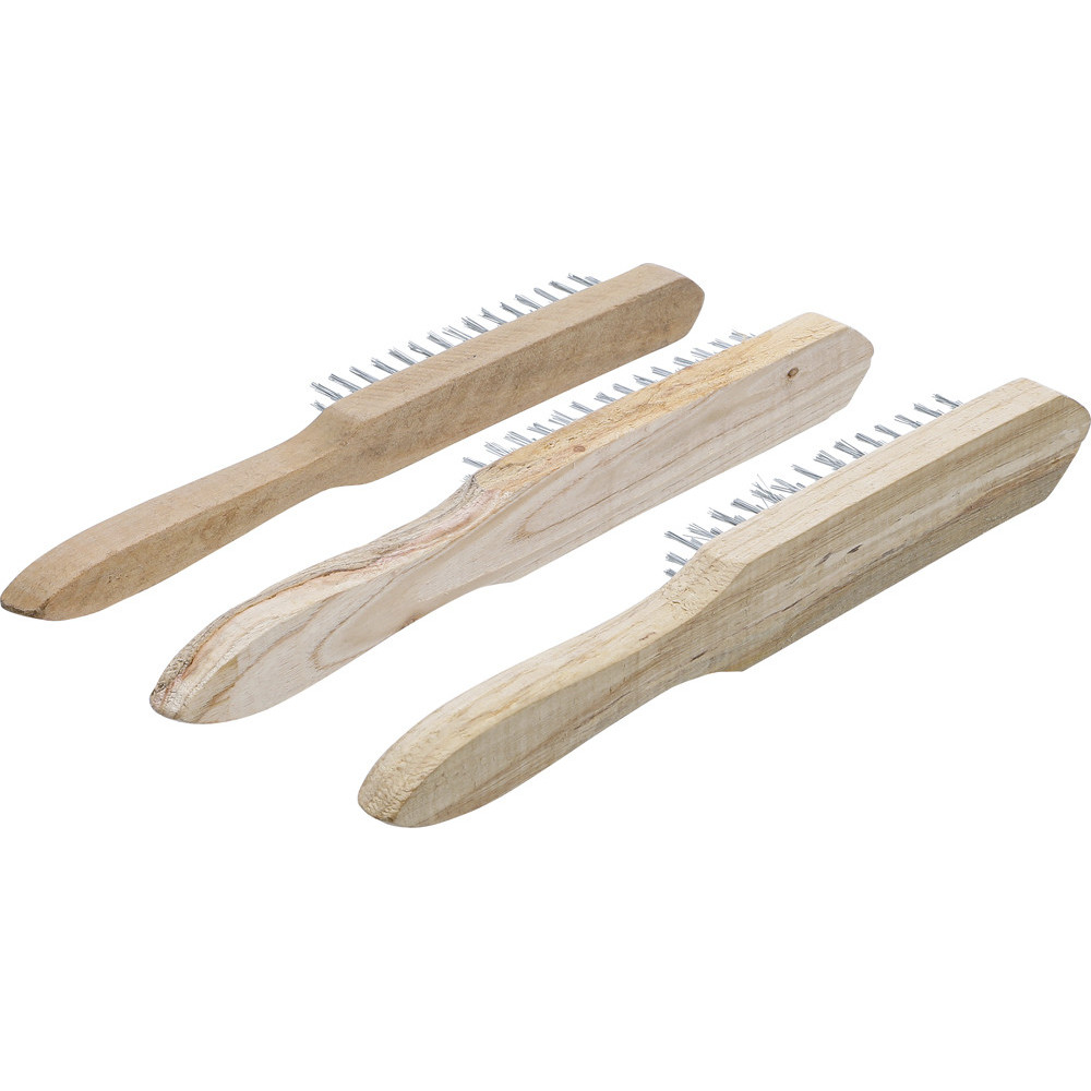 Jeu de brosses à fil d’acier - Manche en bois - 2-