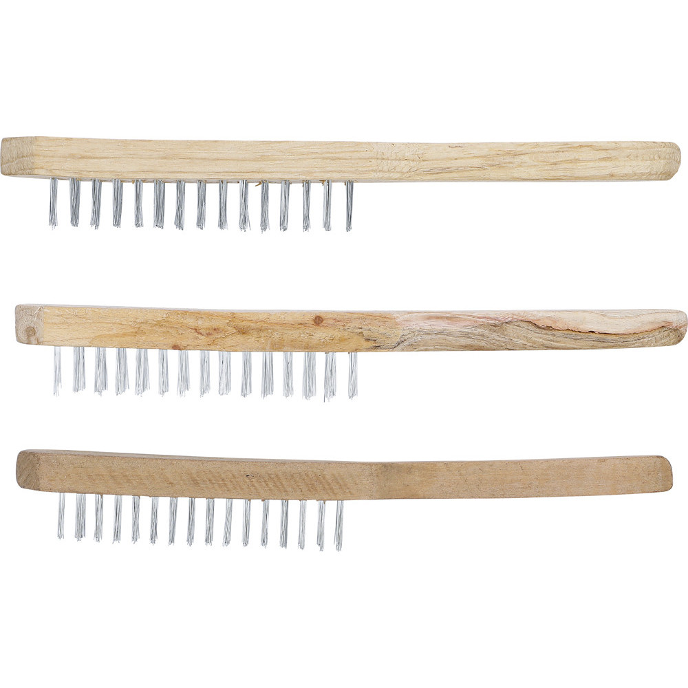 Jeu de brosses à fil d’acier - Manche en bois - 2-