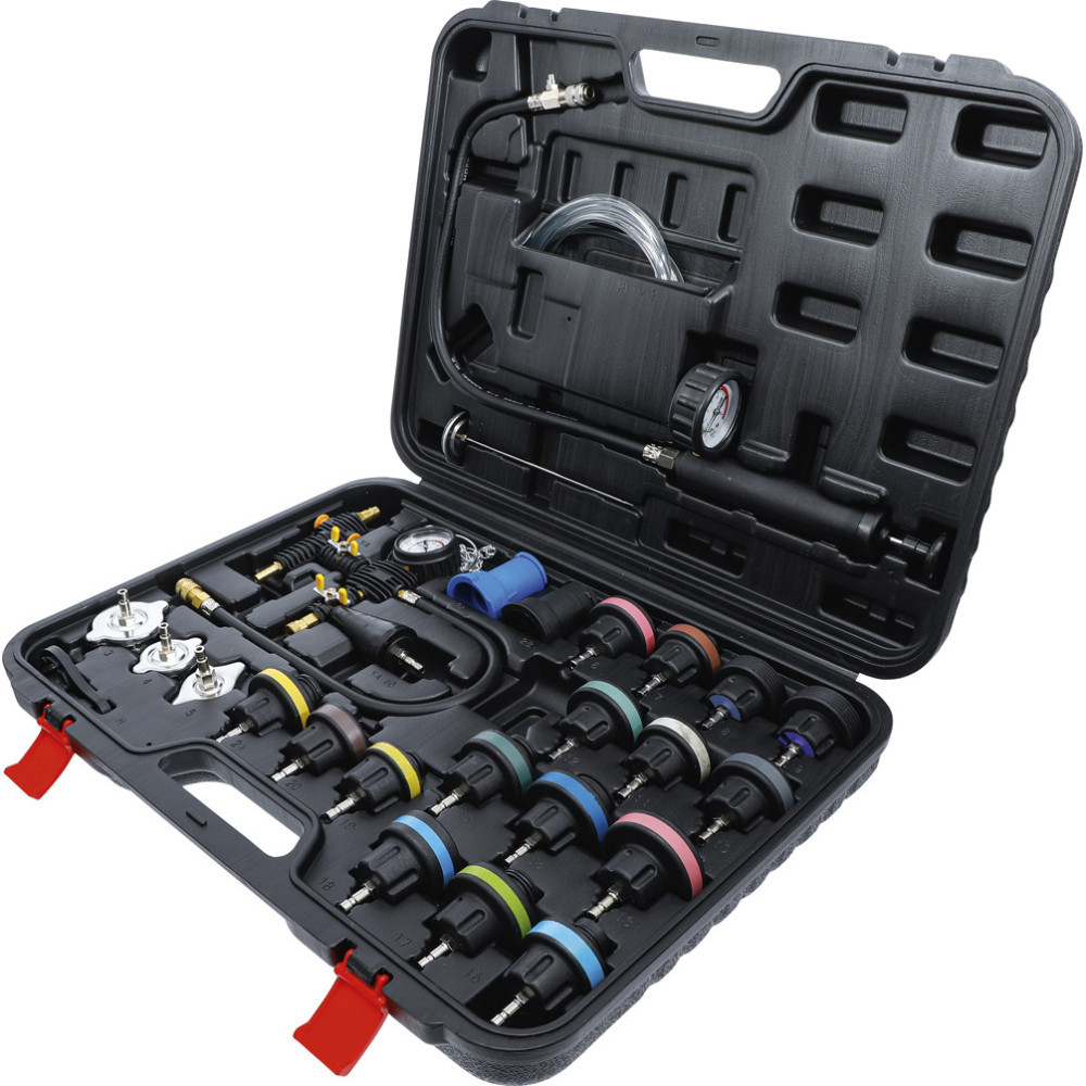 BGS Diy 98098 Testeur Circuit Refroidissement 27 Pièces - Outil Remplissage Et Détection Fuites