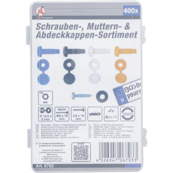 Assortiment de vis, écrous et capuchons - 400 pièces