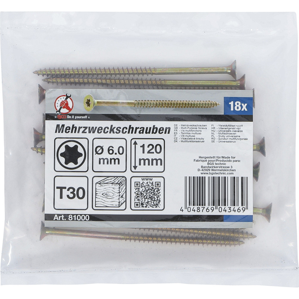 Vis multifonctions - profil en T (pour Torx) T30 - 6