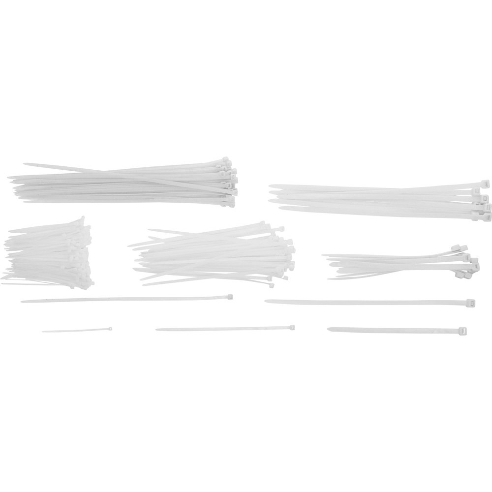 Assortiment de colliers plastique - blanc - 100 - 300 mm - 250 pièces