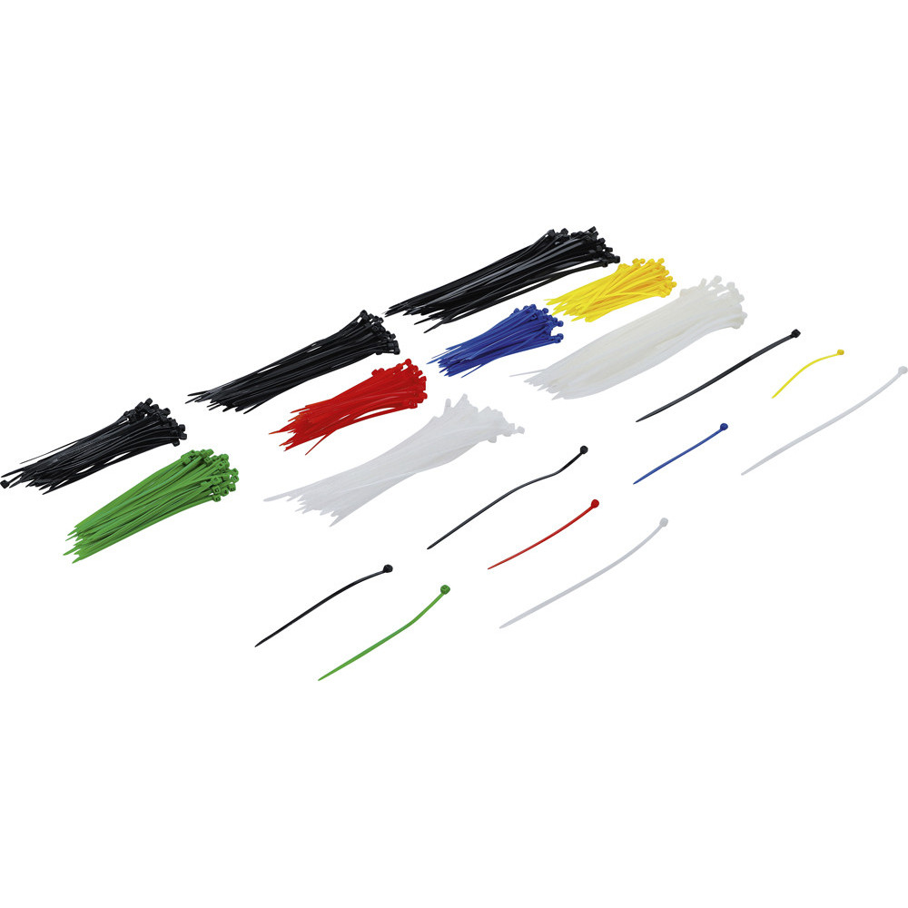 Assortiment de colliers plastique - multicolore - 100 - 150 - 200 mm - 450 pièces