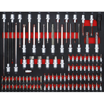 Servante d’atelier - 7 tiroirs, 1 porte latérale - avec 250 outils