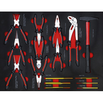 Servante d’atelier - 7 tiroirs, 1 porte latérale - avec 250 outils