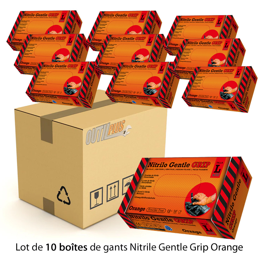 Gants jetables nitrile non poudrés Orange Texturé, Bricolage Mécanique