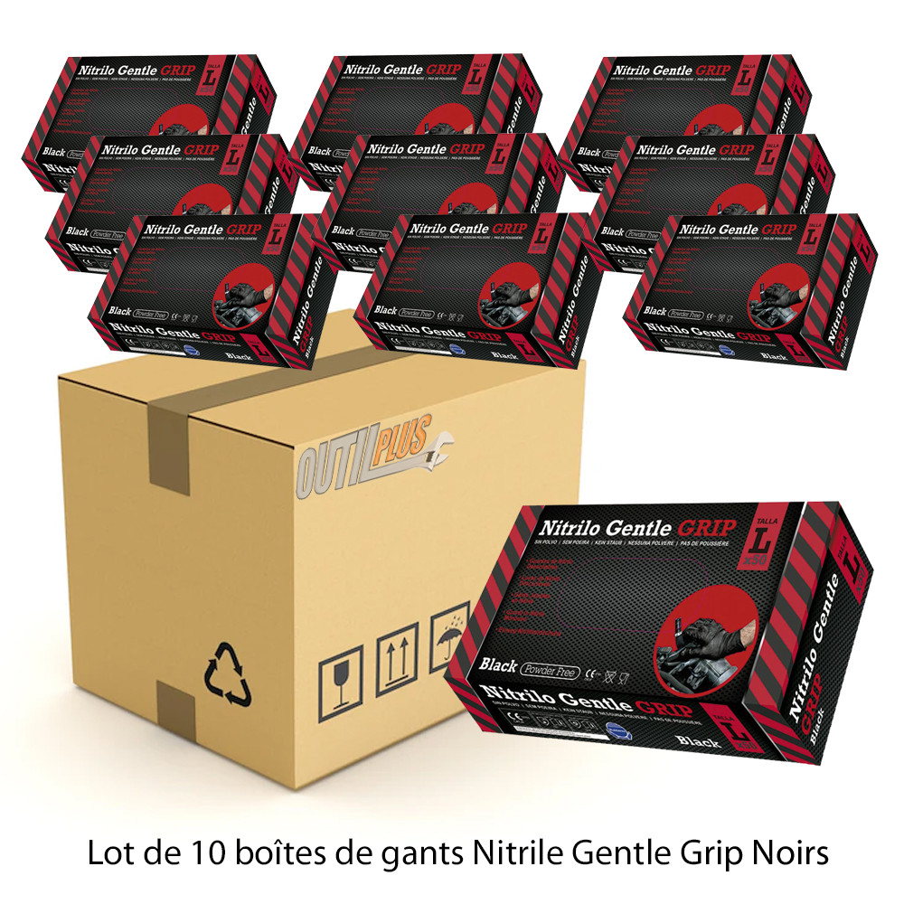 Lot de 10 boîtes de gants NITRILE G. TOUCH GRIP 8.5 Gr