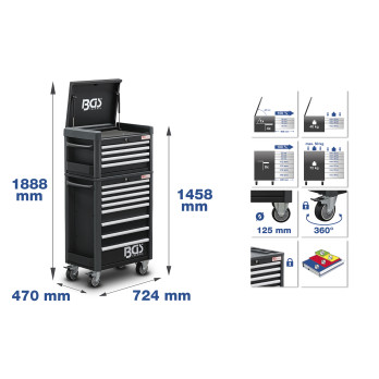 Servante d'atelier Profil Standard Maxi - 12 tiroirs - avec 263 outils