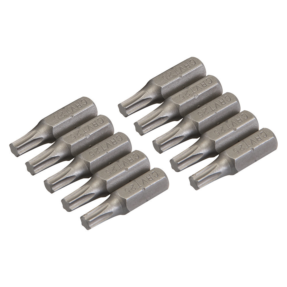 10 embouts T25 chrome-vanadium