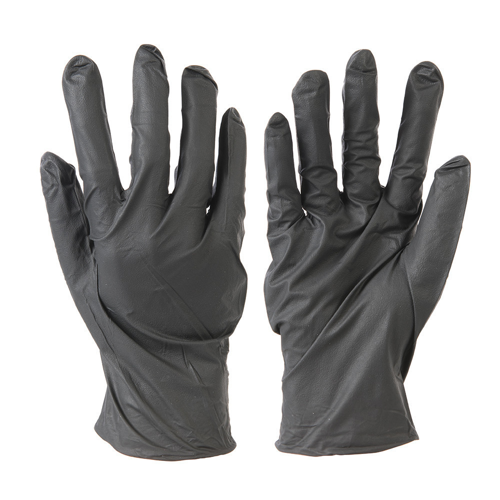 Gants nitrile non poudrés jetables, 100 pcs - Noir, M 9, OutilPlus, C'est  moins cher