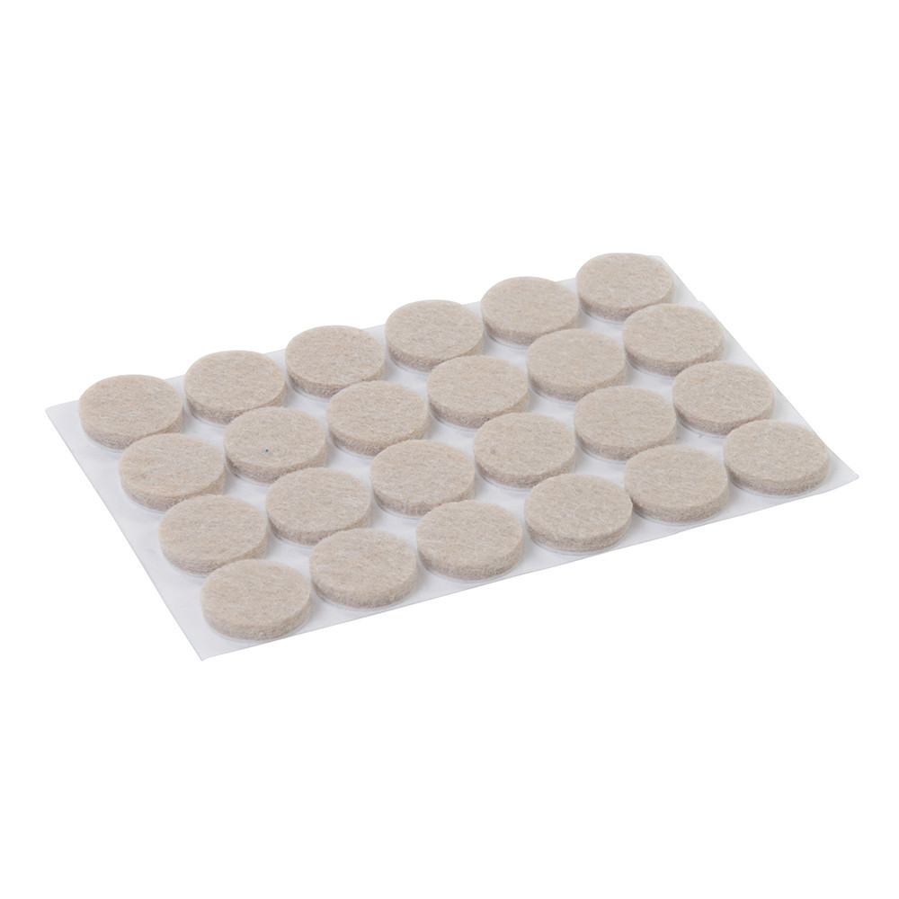 Patins en feutre autocollants, 24 pcs - Forme ronde, 20 mm