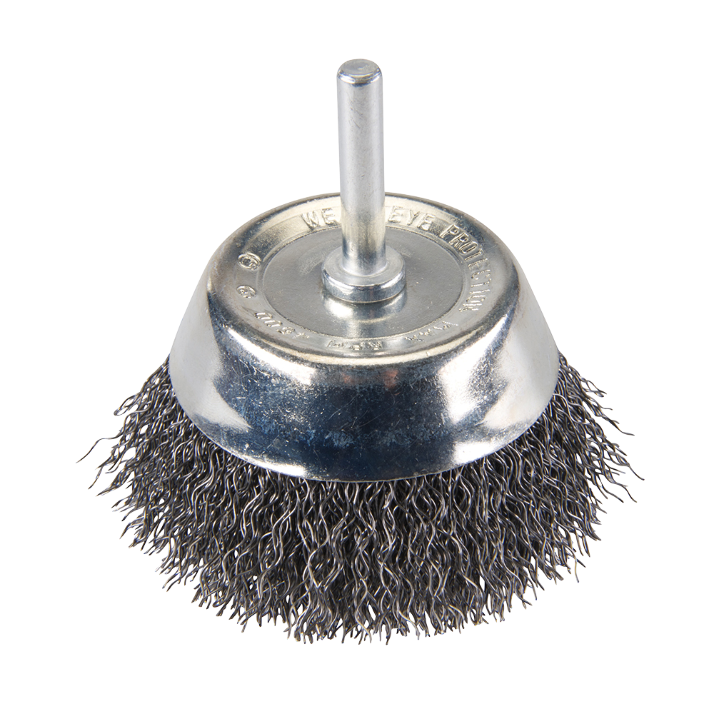 Brosse boisseau à fils d'acier ondulés - 75 mm