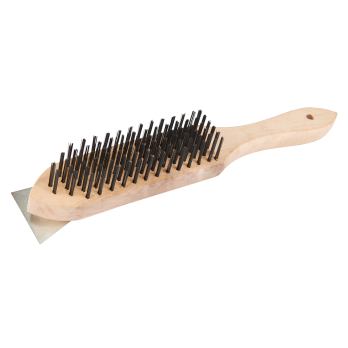 Brosse métallique à manche en bois et racloir - 6 rangs